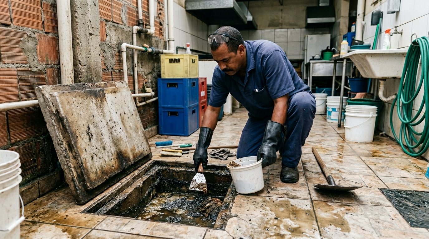 Limpeza de Caixa de Gordura Residencial em Cabo Frio‑RJ